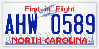 NC license plate AHW0589