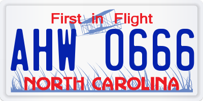 NC license plate AHW0666