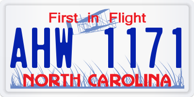 NC license plate AHW1171