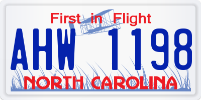 NC license plate AHW1198