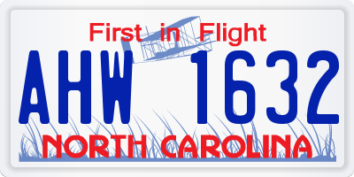 NC license plate AHW1632