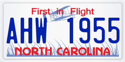 NC license plate AHW1955