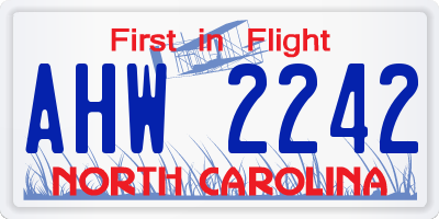 NC license plate AHW2242