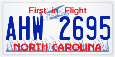 NC license plate AHW2695