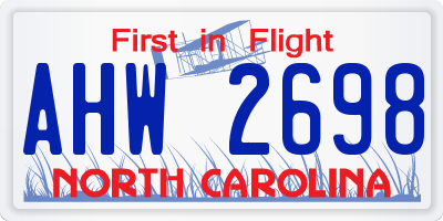 NC license plate AHW2698