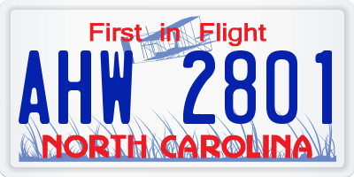 NC license plate AHW2801