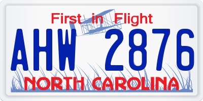 NC license plate AHW2876