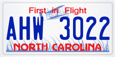 NC license plate AHW3022