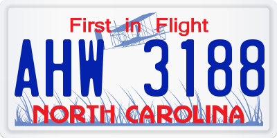 NC license plate AHW3188