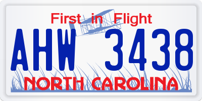 NC license plate AHW3438
