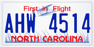 NC license plate AHW4514
