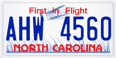 NC license plate AHW4560