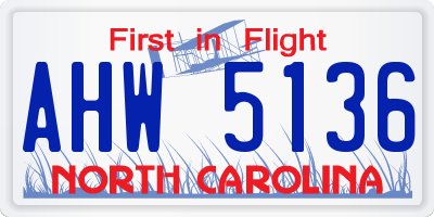 NC license plate AHW5136