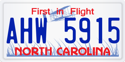 NC license plate AHW5915