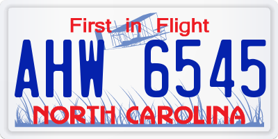 NC license plate AHW6545