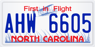 NC license plate AHW6605