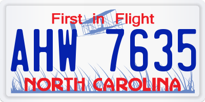 NC license plate AHW7635