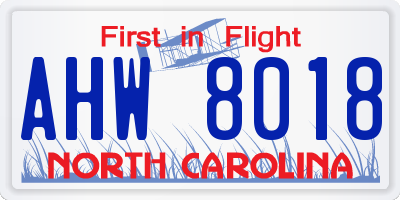NC license plate AHW8018