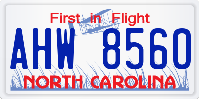NC license plate AHW8560