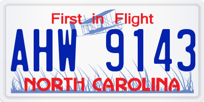 NC license plate AHW9143