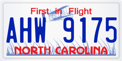 NC license plate AHW9175