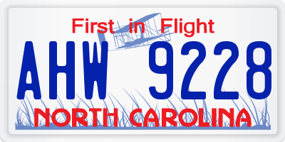 NC license plate AHW9228