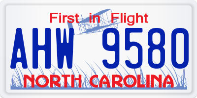 NC license plate AHW9580