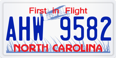 NC license plate AHW9582