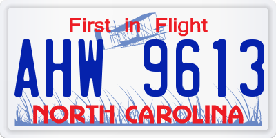 NC license plate AHW9613