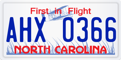 NC license plate AHX0366