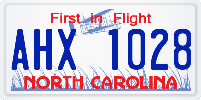 NC license plate AHX1028