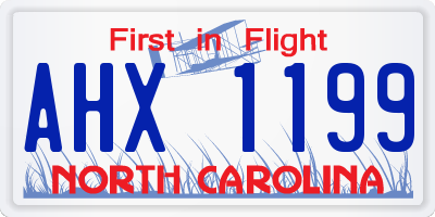 NC license plate AHX1199