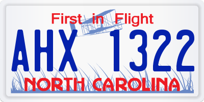 NC license plate AHX1322