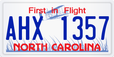 NC license plate AHX1357