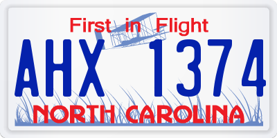 NC license plate AHX1374