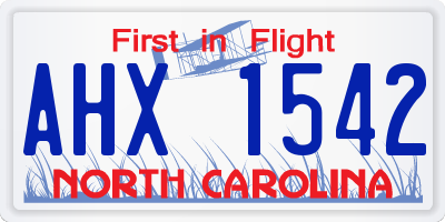 NC license plate AHX1542