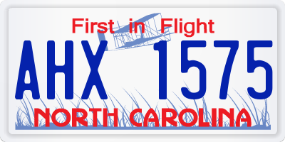 NC license plate AHX1575