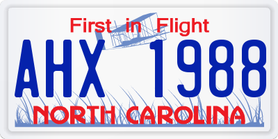 NC license plate AHX1988