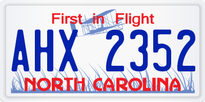 NC license plate AHX2352
