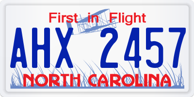 NC license plate AHX2457
