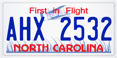 NC license plate AHX2532