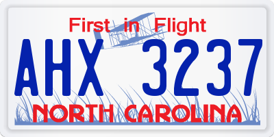 NC license plate AHX3237