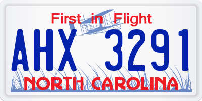 NC license plate AHX3291