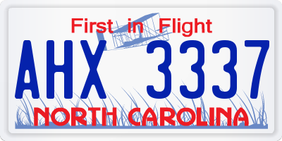 NC license plate AHX3337