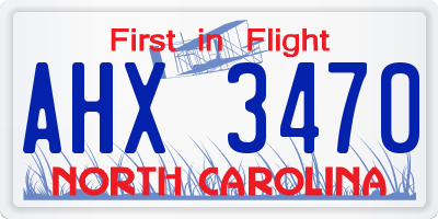 NC license plate AHX3470