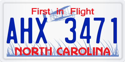 NC license plate AHX3471