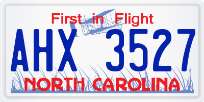 NC license plate AHX3527