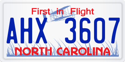 NC license plate AHX3607