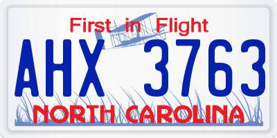 NC license plate AHX3763