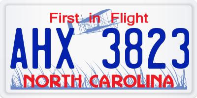 NC license plate AHX3823